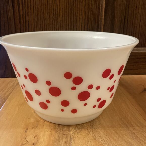 Vintage HAZEL ATLAS 10” RED POLKA DOT Punch Mixing BOWL 50’s MCM EUC - Picture 1 of 10